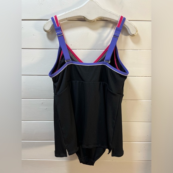 ❣️PENNINGTONS – Black Ribbed One-Piece Swim Dress – Plus Size 1X - Picture 11 of 11